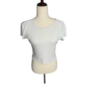 Popular 21 white ribbed stretch cropped top short sleeve women's size large